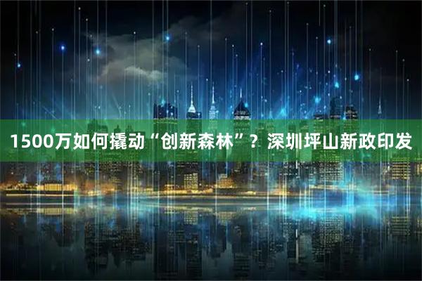 1500万如何撬动“创新森林”？深圳坪山新政印发